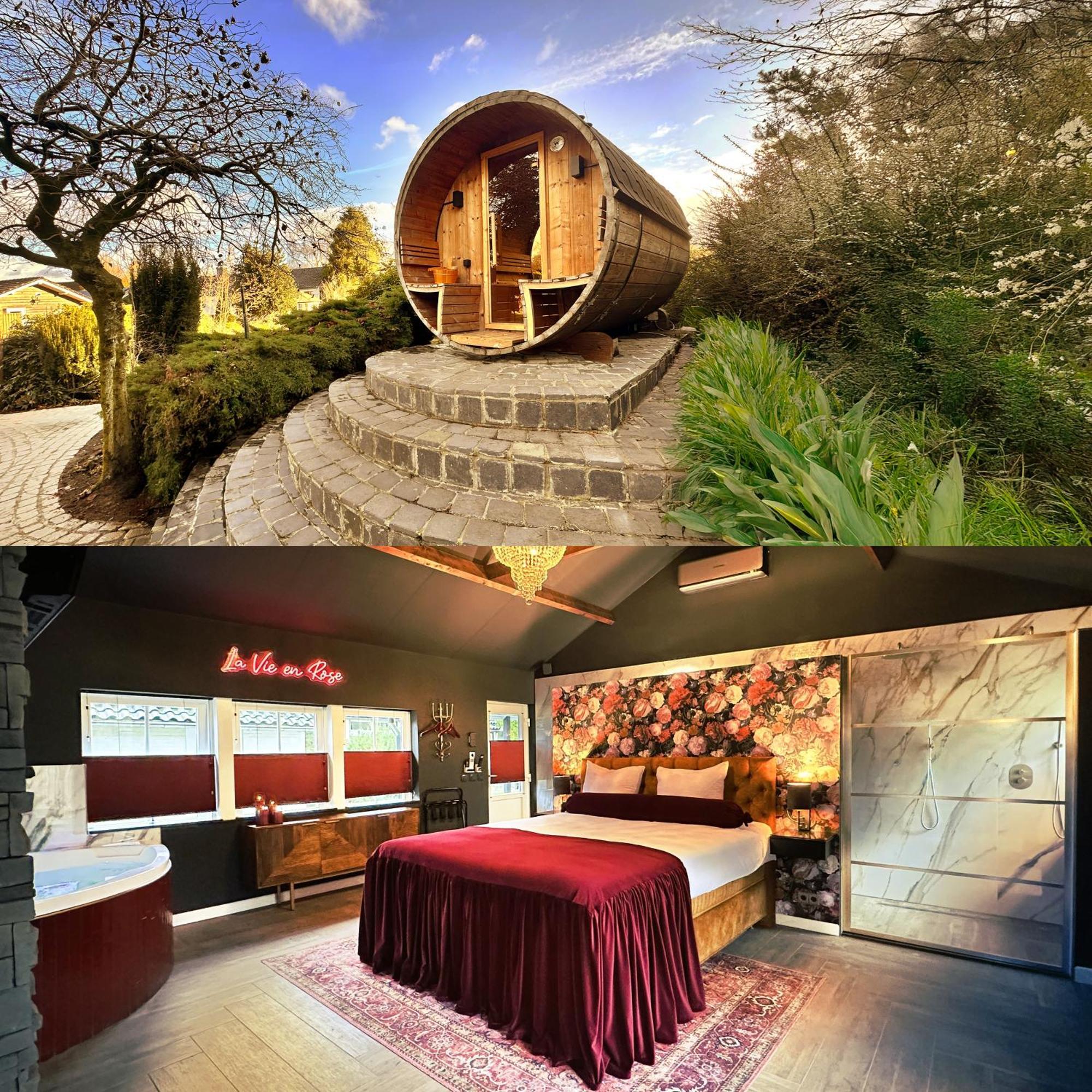 Lodge Wellness Tuin - Boudoir - Ultieme Partner Beleving Met Jacuzzi En Openhaard En Prive Sauna In Romantische Stijl Horst